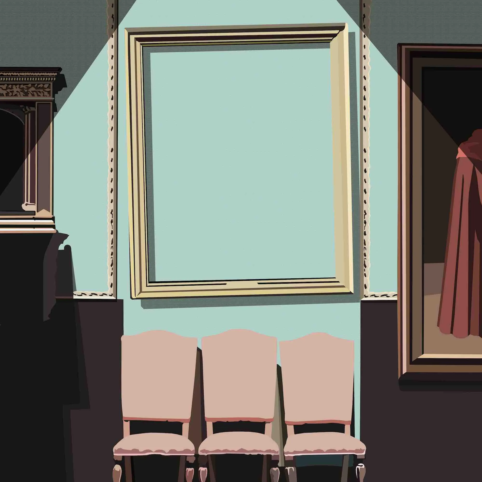 A poignant digital illustration capturing the lingering impact of the infamous robbery at the Isabella Stewart Gardner Museum in Boston. With its subdued color palette and meticulous attention to detail, the empty frame becomes a powerful symbol, evoking a mix of curiosity, introspection, and reverence for the lost treasures that once inhabited it.

threepanelcrimes x brutal_eth