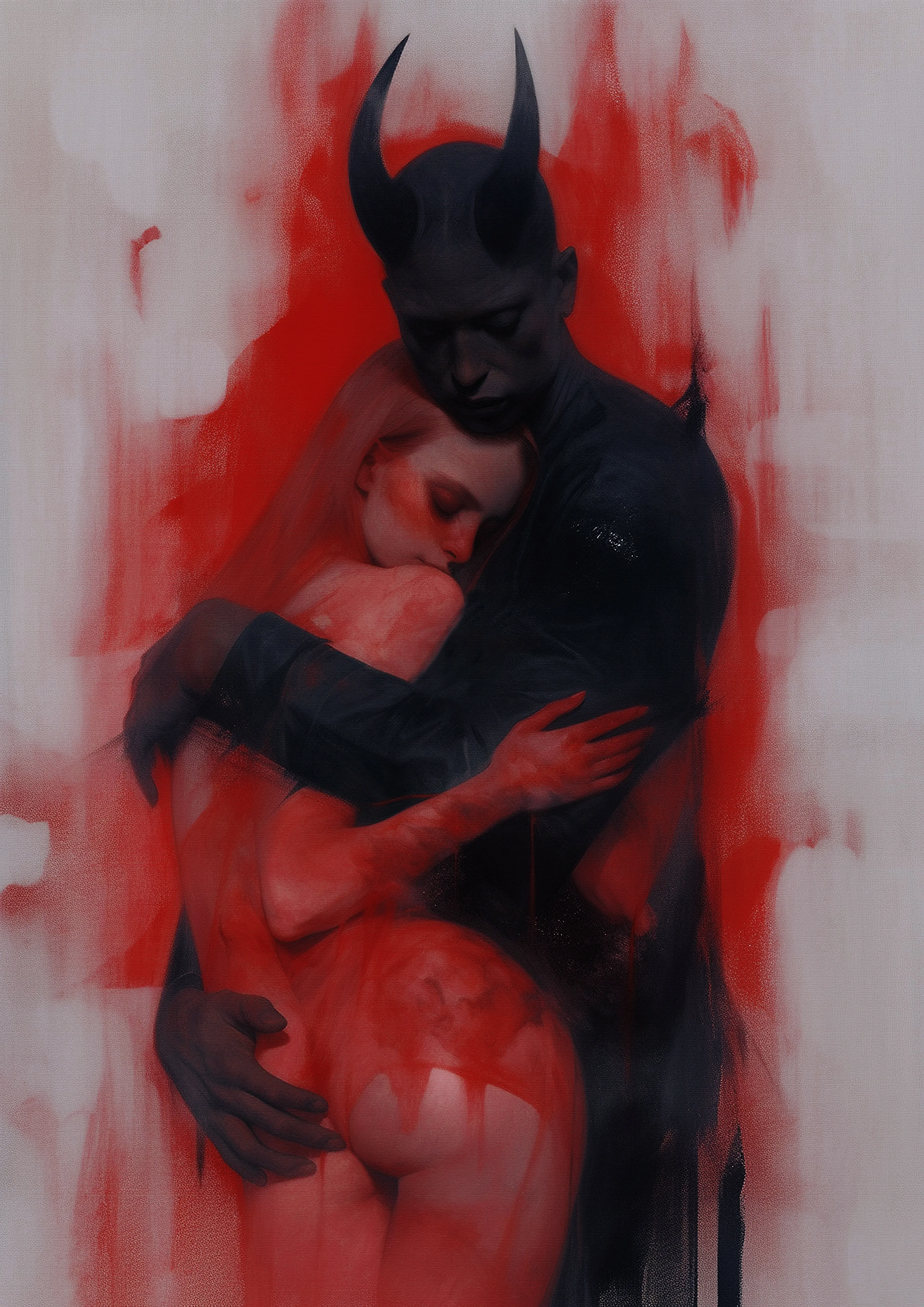 Our relationship was intoxicating, an emotional whirlwind. In his embrace, there was warmth and safety amidst the chaos. He pulled me into the shadows of his world, making us co-dependent, two souls in a dark dance. The allure of the unknown kept me coming back. His grip tightened when I tried to leave, yet in his arms, I felt secure. Deep down, I knew this dance couldn't last forever, but I still hoped it would never end.

Driven by the duality of our nature, 'no more tears' collection embodies the fierce, fiery spirit of women. With shades of vivid red, it captures the devilish and demonic facets that lie within, celebrating the raw and untamed energy that fuels us.

Assisted with AI  
4000 x5655 
Petra Voice  
2023