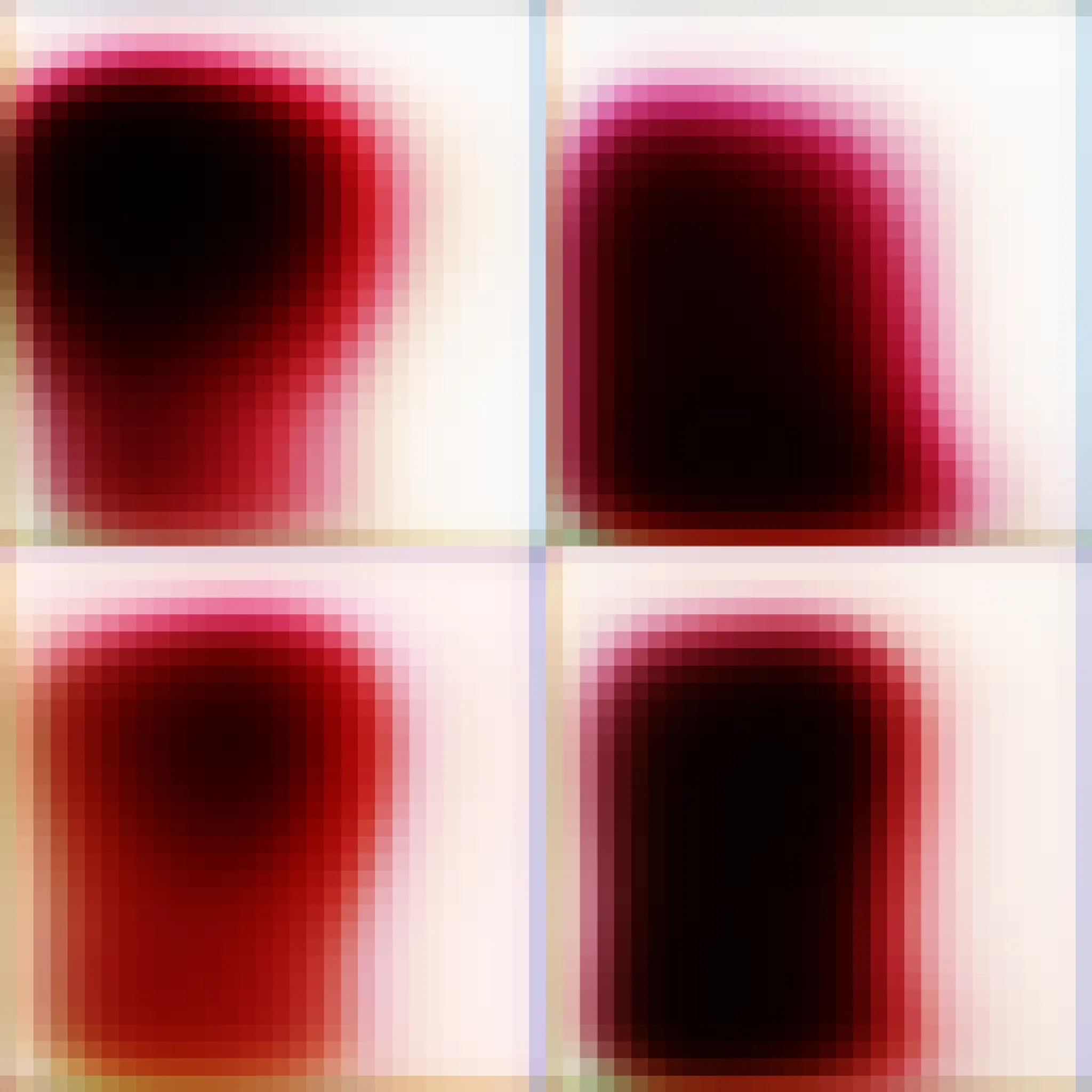 30 GAN works (PGAN), created by Kevin Abosch in 2017, each comprised of 4 images of early epoch generations from a PGAN model trained on the artist's personal photos from his phone, organized in a grid. 