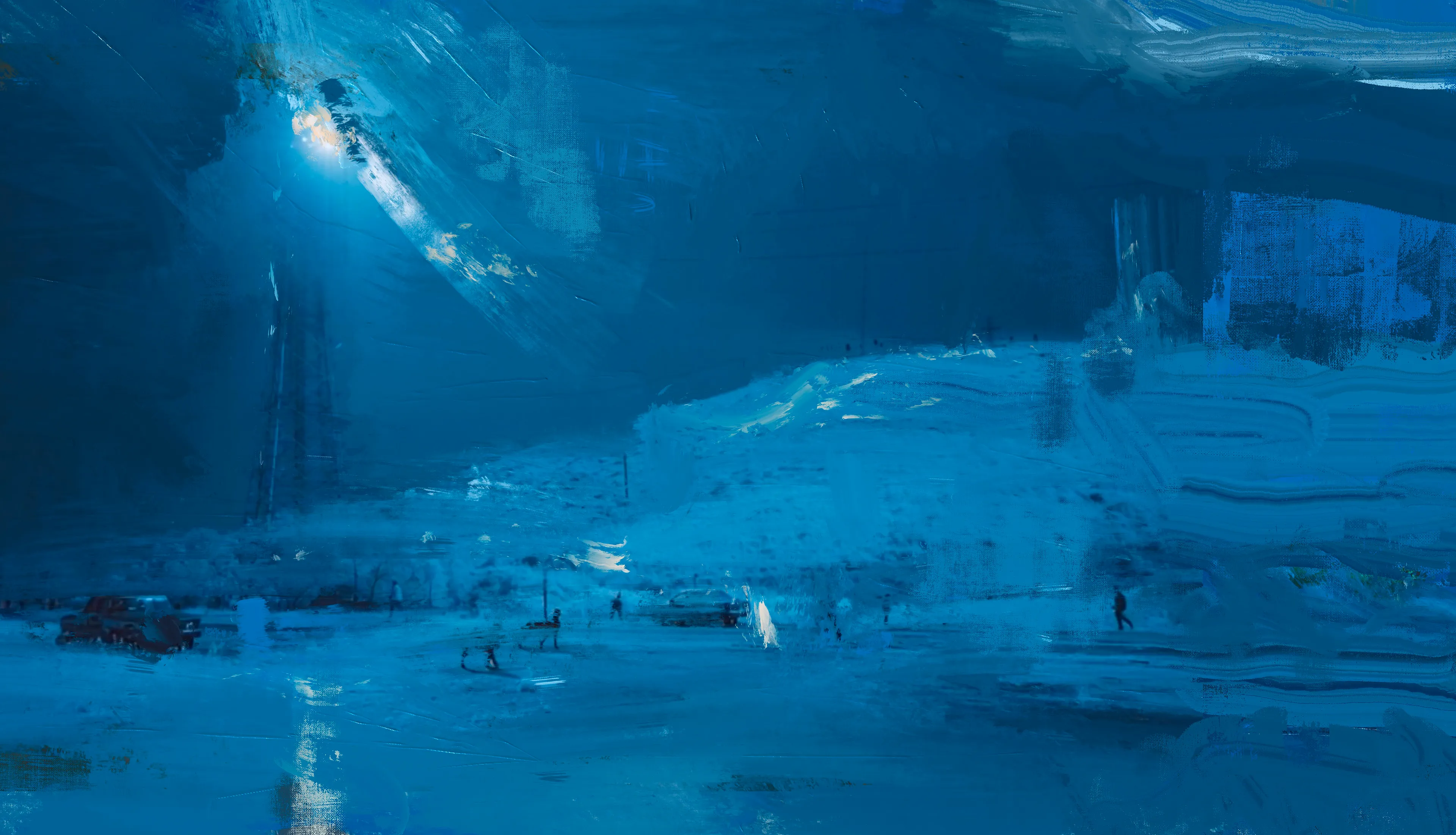 DATA TOWER - The 10th E State

Postpainting 2025

Somewhere on the obscured periphery of the 10th E State, a tower rises—not with architectural logic but with the indifferent authority of a forgotten god. DATA TOWER is not merely a structure; it is a symptom. Through AI video and postpainting, a mytho-dystopian fresco of surveillance, resistance, and yearning emerges, bathed entirely in a sumptuous, hyper-saturated midnight blue that transcends pigment and becomes philosophy.

We are not meant to enter the tower. No one is. It looms, it watches, it absorbs. And in return? Silence. Information flows inward. The people remain shadows. Hooded youths from the fractured zones of the 10th E State—half ninja, half specter—gather at its base in defiance or ritual, indistinguishable from wolves or ghosts or statues. They scale and scatter, enact quiet insurrections, anonymous yet defiant against the Tower’s algorithmic glare.

In these works, blue is not a background. Blue is destiny. Drawing from the spiritual twilight of Yves Klein, the melancholic urgency of Picabia, and the psychological abyss of Goya’s late palette, blue becomes the true protagonist. This is the eternal return bathed in RGB—a saturated affirmation of the technological sublime. The blue in DATA TOWER is the midnight of memory, of data accumulation, of forgotten gods humming silently in server rooms.

Motifs of deer, wolves, and broken statuary flicker across the sequence like errant code in a glitched simulation. The wildlife is not wild; it is archived. The statues are not ruined; they are paused. Every element in the towerscape feels frozen in surveillance, like a screenshot of collective trauma from a digital consciousness that cannot forget.

There is no salvation here—only the echo of myth, ritual, and pattern recognition. DATA TOWER doesn’t seek to explain. It observes the loop. It builds the atmosphere. And in the shadow of the structure, something barely human still stirs.