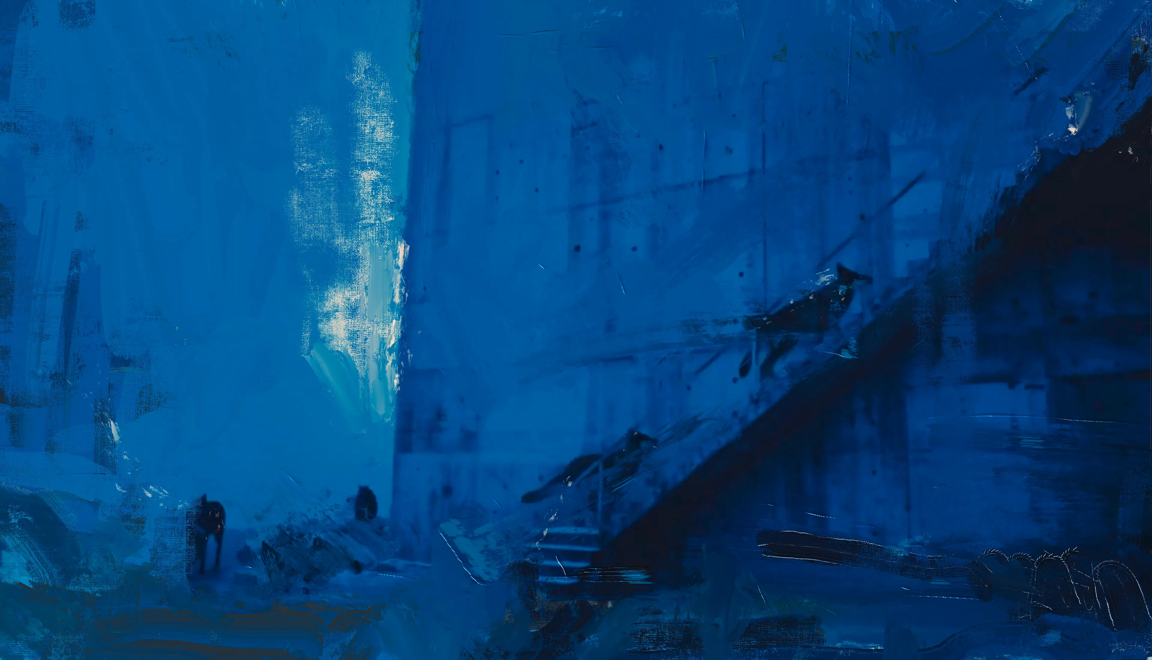 DATA TOWER - The 10th E State

Postpainting 2025

Somewhere on the obscured periphery of the 10th E State, a tower rises—not with architectural logic but with the indifferent authority of a forgotten god. DATA TOWER is not merely a structure; it is a symptom. Through AI video and postpainting, a mytho-dystopian fresco of surveillance, resistance, and yearning emerges, bathed entirely in a sumptuous, hyper-saturated midnight blue that transcends pigment and becomes philosophy.

We are not meant to enter the tower. No one is. It looms, it watches, it absorbs. And in return? Silence. Information flows inward. The people remain shadows. Hooded youths from the fractured zones of the 10th E State—half ninja, half specter—gather at its base in defiance or ritual, indistinguishable from wolves or ghosts or statues. They scale and scatter, enact quiet insurrections, anonymous yet defiant against the Tower’s algorithmic glare.

In these works, blue is not a background. Blue is destiny. Drawing from the spiritual twilight of Yves Klein, the melancholic urgency of Picabia, and the psychological abyss of Goya’s late palette, blue becomes the true protagonist. This is the eternal return bathed in RGB—a saturated affirmation of the technological sublime. The blue in DATA TOWER is the midnight of memory, of data accumulation, of forgotten gods humming silently in server rooms.

Motifs of deer, wolves, and broken statuary flicker across the sequence like errant code in a glitched simulation. The wildlife is not wild; it is archived. The statues are not ruined; they are paused. Every element in the towerscape feels frozen in surveillance, like a screenshot of collective trauma from a digital consciousness that cannot forget.

There is no salvation here—only the echo of myth, ritual, and pattern recognition. DATA TOWER doesn’t seek to explain. It observes the loop. It builds the atmosphere. And in the shadow of the structure, something barely human still stirs.