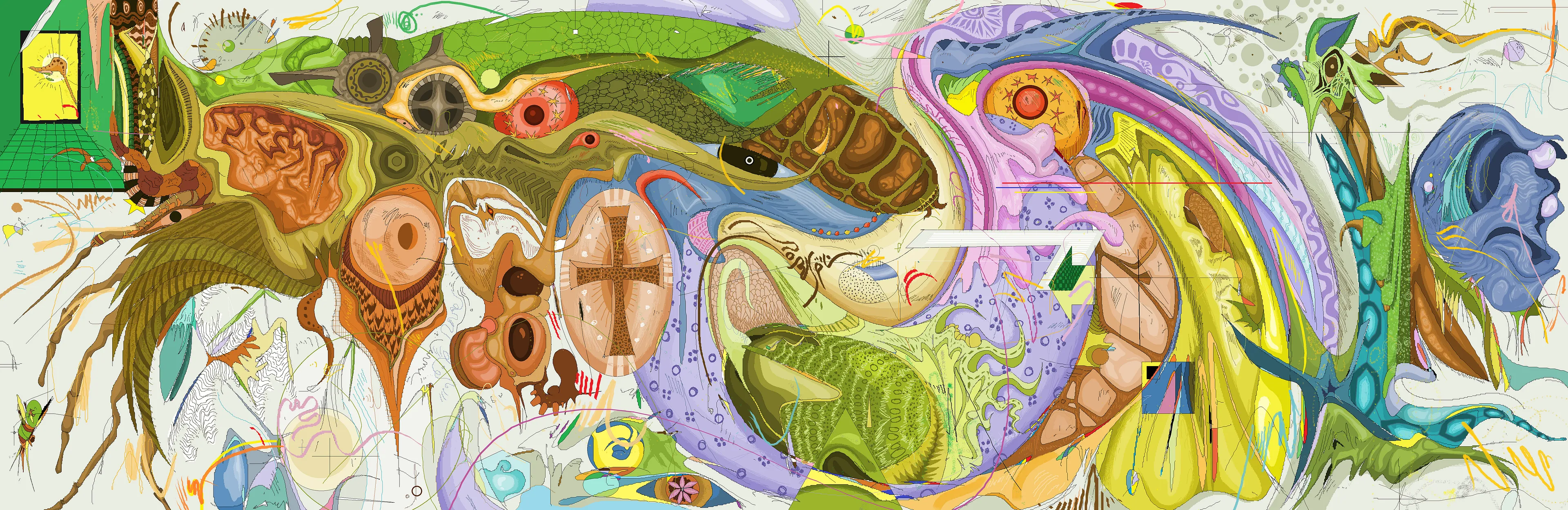 Title: Grasshopper and a moth  
Medium: Digital (MS Paint)