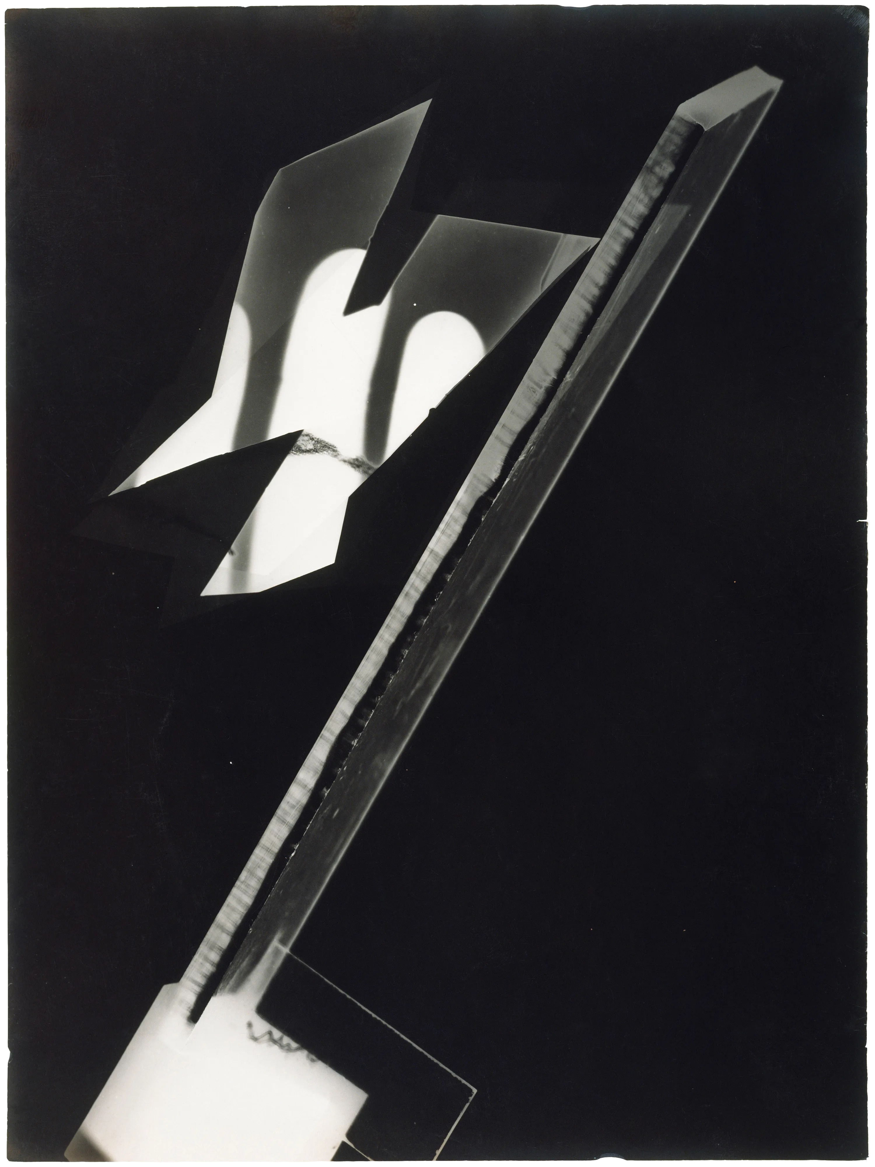 Photogram.

Moholy-Nagy came to embrace new techniques and technologies in photography such as photomontage and photograms (cameraless photography); for him, these were much more than new kinds of pictures; they were technologies to unlock modern life. Once the Bauhaus moved to Dessau in 1925, photograms would become one of Moholy-Nagy's primary means of artistic expression. Energy and light are the phenomena to which Moholy-Nagy explored with an enthusiasm bordering on sheer obsession, both in his art itself and in his related aesthetic theories. Light for Moholy-Nagy however was at once the theme and the medium, the subject and the substance, the content and the form. (Herbert Molderings).

The legacy of Hungarian artist Laszlo Moholy-Nagy is among the most cherished in the lineage of photographic art, and he can be defined as a visionary whose radical experiments with photography entirely re-imagined the possibilities for the medium. Working in the early 20th century when photography was not considered a form of high art, Moholy-Nagy actively sought to break down boundaries and find new languages of photographic discourse. In doing so, he left behind an oeuvre of visual ideas that have provided artistic license to a century’s worth of photographers to experiment boldly beyond the conventional definitions of what photography is expected to be.

Edition: 1 of 1