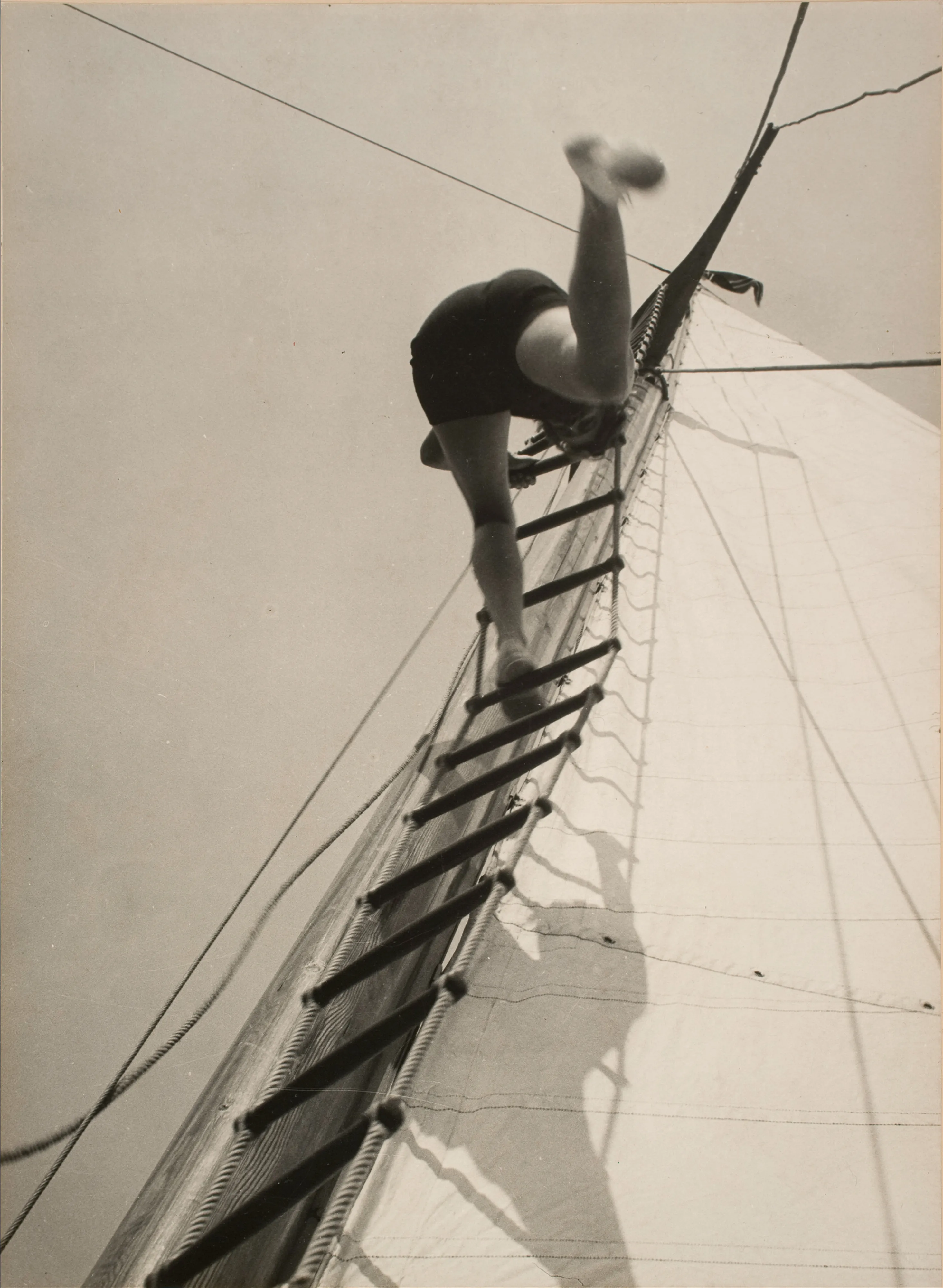 Bauhaus Photography.

This exciting and unexpected view up the rigging of a sailboat, made on the Spree River near Berlin, is a prime example of Moholy's "new vision." Armed with a small hand-held camera and a free-wheeling spirit, Moholy made "bird's-eye" and "worm's-eye" views that transformed the pictorial conventions of perspective and posited a new way of experiencing and representing the world. His disorienting, topsy-turvy viewpoints viscerally communicated the dynamism of the modern world and paralleled the social revolutions of the Weimar Republic.

The legacy of Hungarian artist Laszlo Moholy-Nagy is among the most cherished in the lineage of photographic art, and he can be defined as a visionary whose radical experiments with photography entirely re-imagined the possibilities for the medium. Working in the early 20th century when photography was not considered a form of high art, Moholy-Nagy actively sought to break down boundaries and find new languages of photographic discourse. In doing so, he left behind an oeuvre of visual ideas that have provided artistic license to a century’s worth of photographers to experiment boldly beyond the conventional definitions of what photography is expected to be.

Edition: 1 of 1