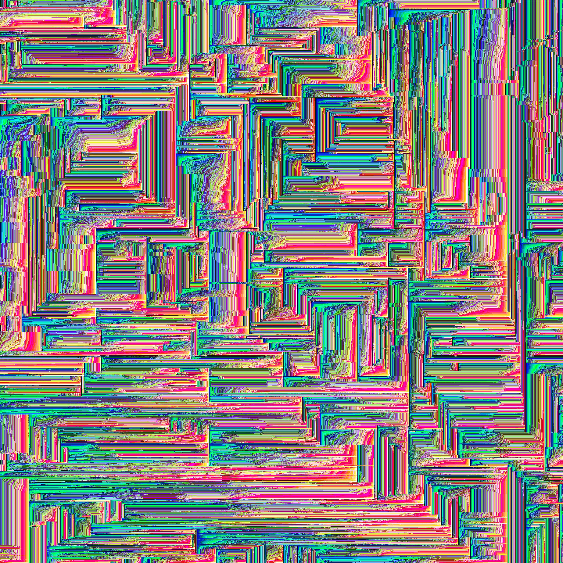 Digital Bismuth Crystal (1px rainbow lines processed with sonification and pixel sorting). Price in ETH based in Bismuth's Electronic Configuration values. Changes depending on the screen resolution.