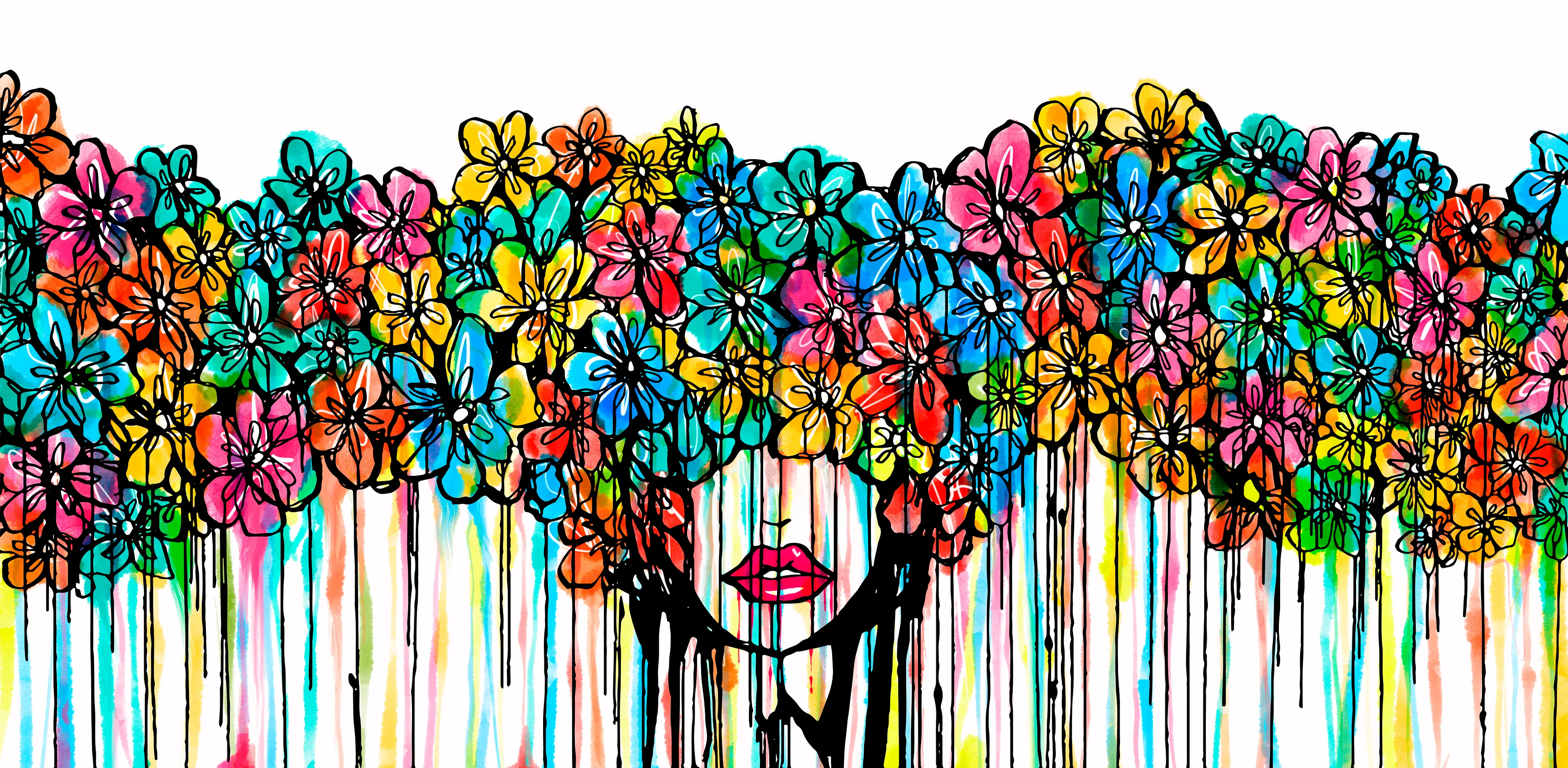 My wife asked me to paint a piece for our living room. A piece that would go over the piano. I had no idea that it would be one of my most well known pieces. Keys in color has gotten world wide recognition and the flowers have become a 30 foot glass transparent mural in California.
