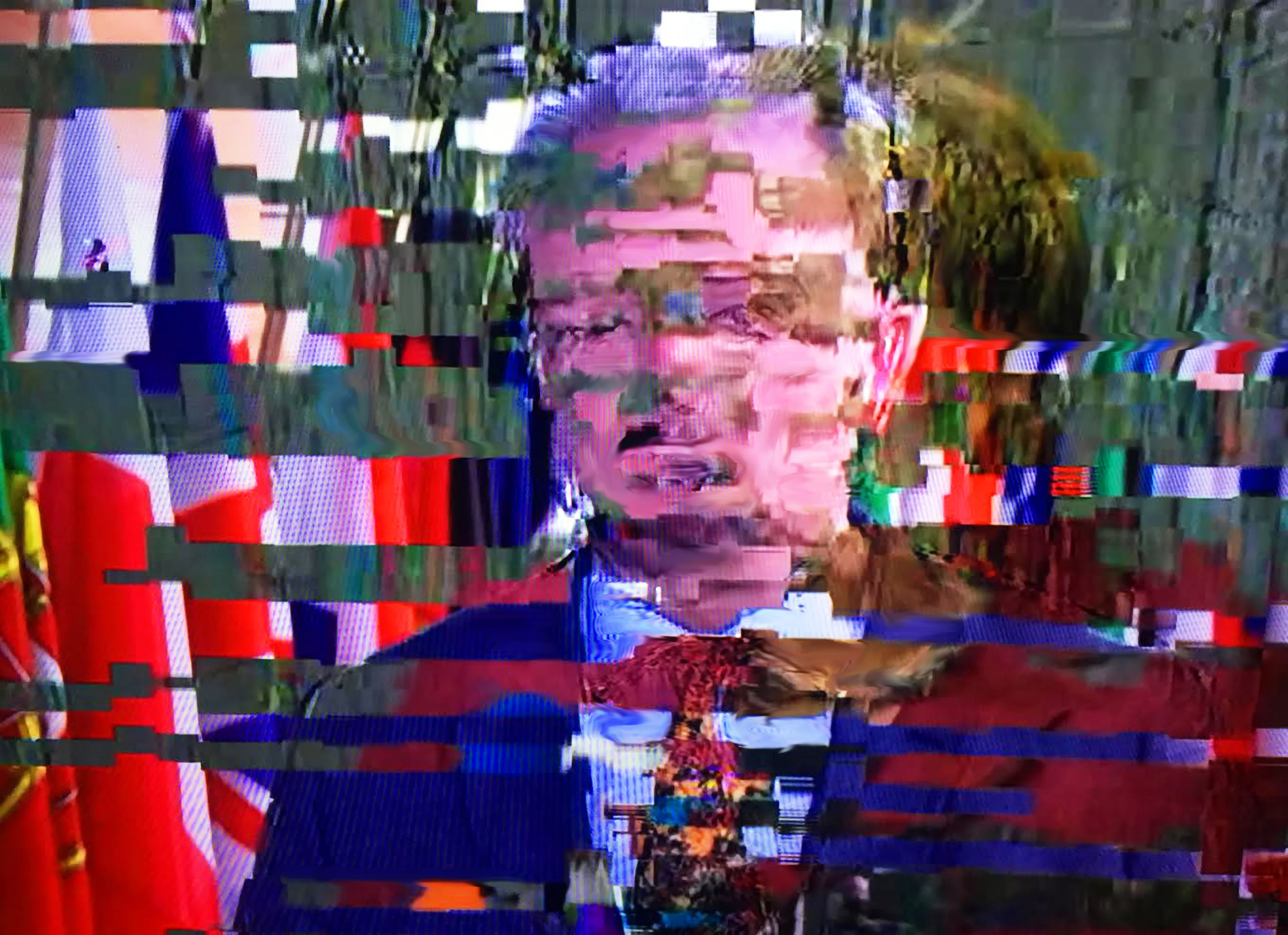 Harman's Android Plaza is a collection of digital artworks using a specially formulated algorithm. Within the corruption of the digital image, there is a breaking up of the information, which leaves the viewer to interpret the space between abstraction and figuration. He then digitally paints elements of the composition referencing Richter whilst the mangled figuration echoes Francis Bacon and Frank Auerbach.
