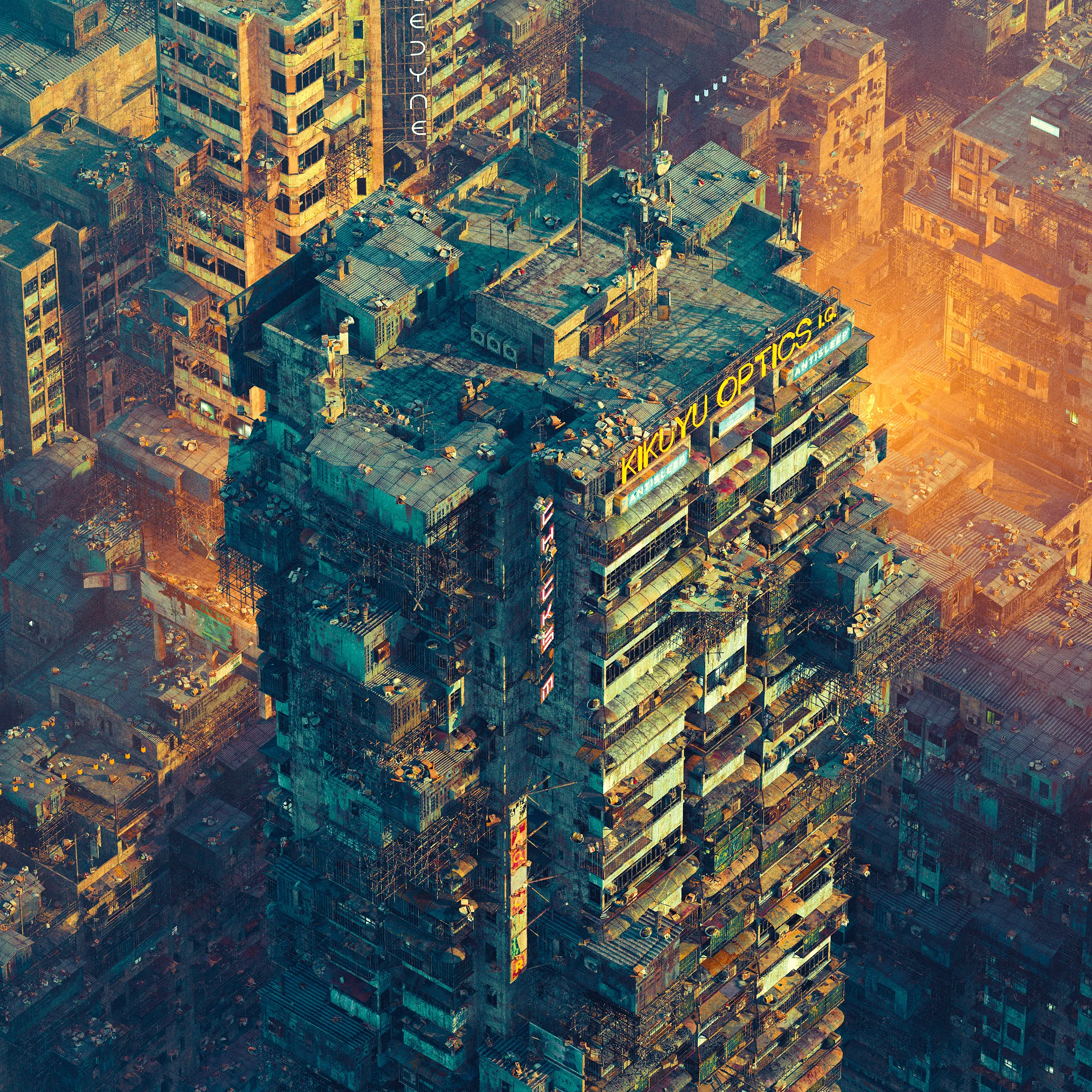 Many years after the initial event a new city emerged outside the walls of the old capital. 
At first modest its development became exponential.
The insanity of its infrastructure of this world-city earned it the name of Megalopolis.

(2160x2160)
This artwork is a part of The MEGALOPOLIS Collection from the MEGALOPOLIS project.
MEGALOPOLIS https://benjaminbardou.com