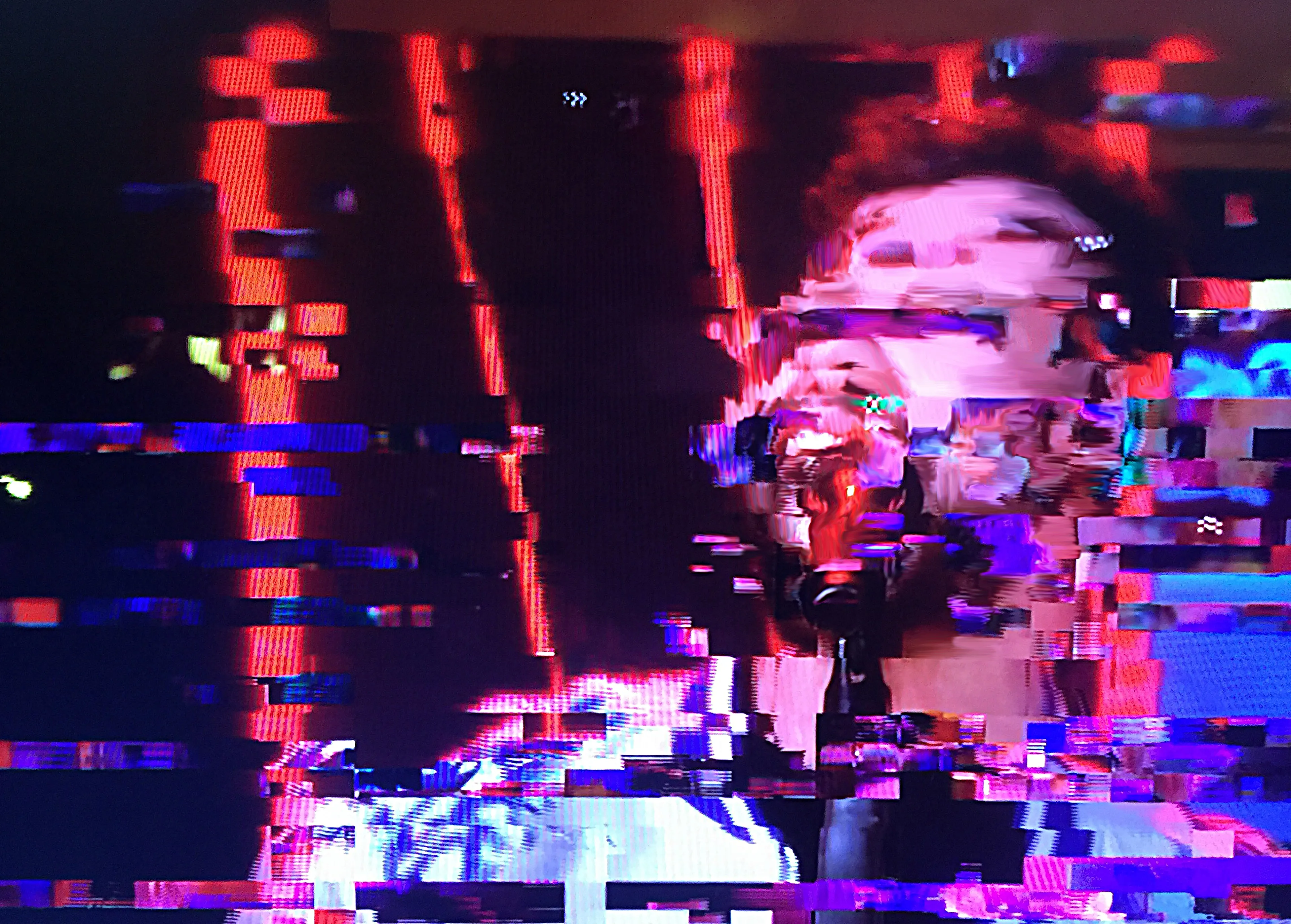 Harman's Android Plaza is a collection of digital artworks using a specially formulated algorithm. Within the corruption of the digital image, there is a breaking up of the information, which leaves the viewer to interpret the space between abstraction and figuration. He then digitally paints elements of the composition referencing Richter whilst the mangled figuration echoes Francis Bacon and Frank Auerbach.