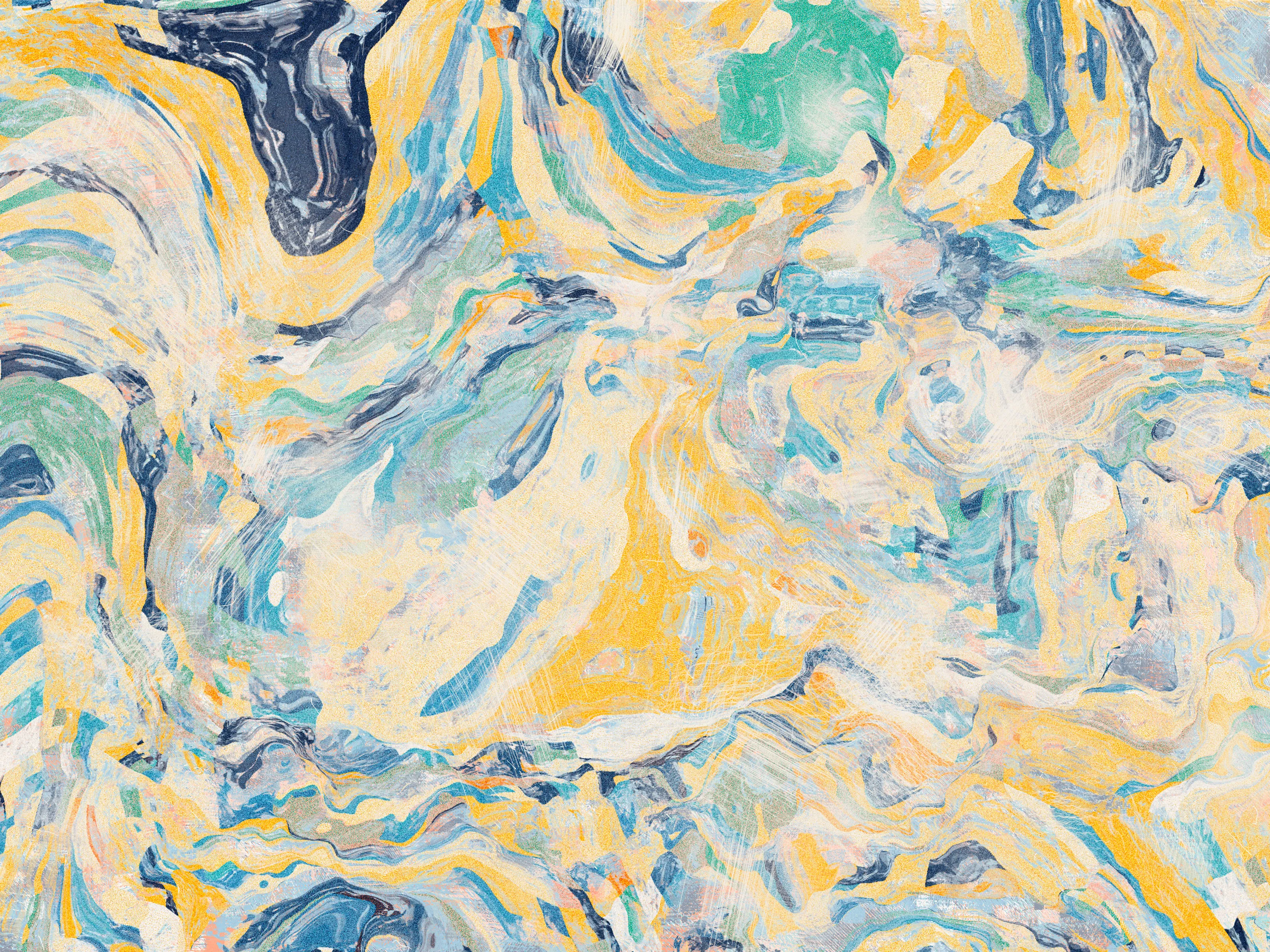 1. I open my eyes, and I realize I fell asleep.
2. You're looking at me, and start laughing.
3. I feel safe, I feel home. My heart is yours.
4. Intimacy.
5. Thanks for teaching me its true meaning.
6. This is for you, More. With love and gratitude, S.

**Intimità**, Stefano Contiero's latest collection, explores the themes of intimacy and discovery. The work emphasizes uncovering the deeper aspects of our relationships and suggesting that genuine, meaningful connection can only be fully experienced when the veil of surface appearances is lifted.

Building a relationship is often considered a process of construction, where two individuals come together to form a bond. However, the process can also be seen as deconstruction, where both partners must tear down the walls they have built around themselves, exposing their vulnerabilities and allowing themselves to be known.

Contiero's works feature open fields of color that melt together to create an effect reminiscent of marbling. Vibrant hues are subtly aged with a patina, enhancing each piece's visual impact and giving it a sense of depth and movement. Through Contiero's striking compositions, he invites us to consider the role physical and emotional obstacles play in shaping our experiences of intimacy. Only through time and deep exploration can these barriers be removed.