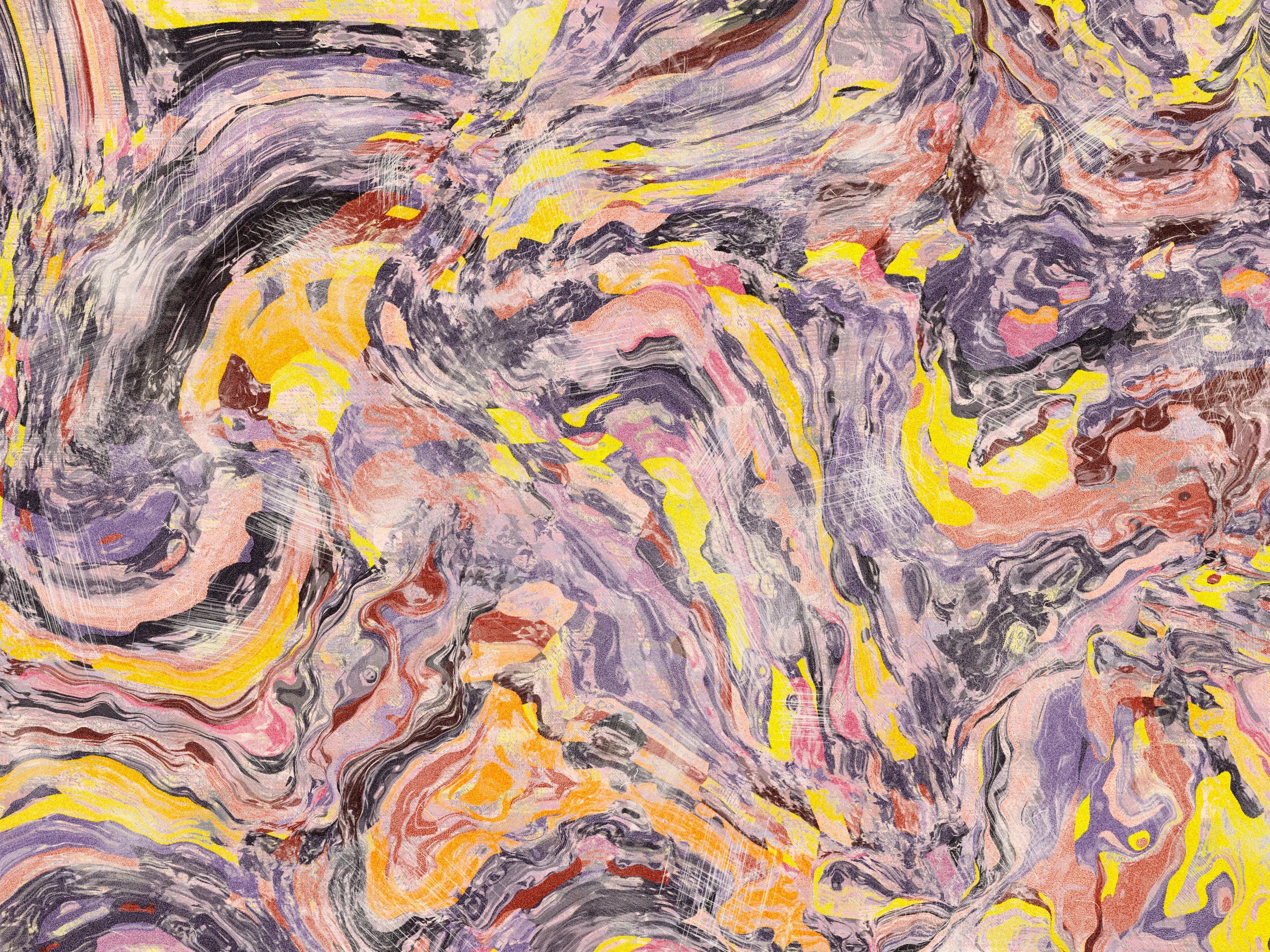 1. I open my eyes, and I realize I fell asleep.
2. You're looking at me, and start laughing.
3. I feel safe, I feel home. My heart is yours.
4. Intimacy.
5. Thanks for teaching me its true meaning.
6. This is for you, More. With love and gratitude, S.

**Intimità**, Stefano Contiero's latest collection, explores the themes of intimacy and discovery. The work emphasizes uncovering the deeper aspects of our relationships and suggesting that genuine, meaningful connection can only be fully experienced when the veil of surface appearances is lifted.

Building a relationship is often considered a process of construction, where two individuals come together to form a bond. However, the process can also be seen as deconstruction, where both partners must tear down the walls they have built around themselves, exposing their vulnerabilities and allowing themselves to be known.

Contiero's works feature open fields of color that melt together to create an effect reminiscent of marbling. Vibrant hues are subtly aged with a patina, enhancing each piece's visual impact and giving it a sense of depth and movement. Through Contiero's striking compositions, he invites us to consider the role physical and emotional obstacles play in shaping our experiences of intimacy. Only through time and deep exploration can these barriers be removed.