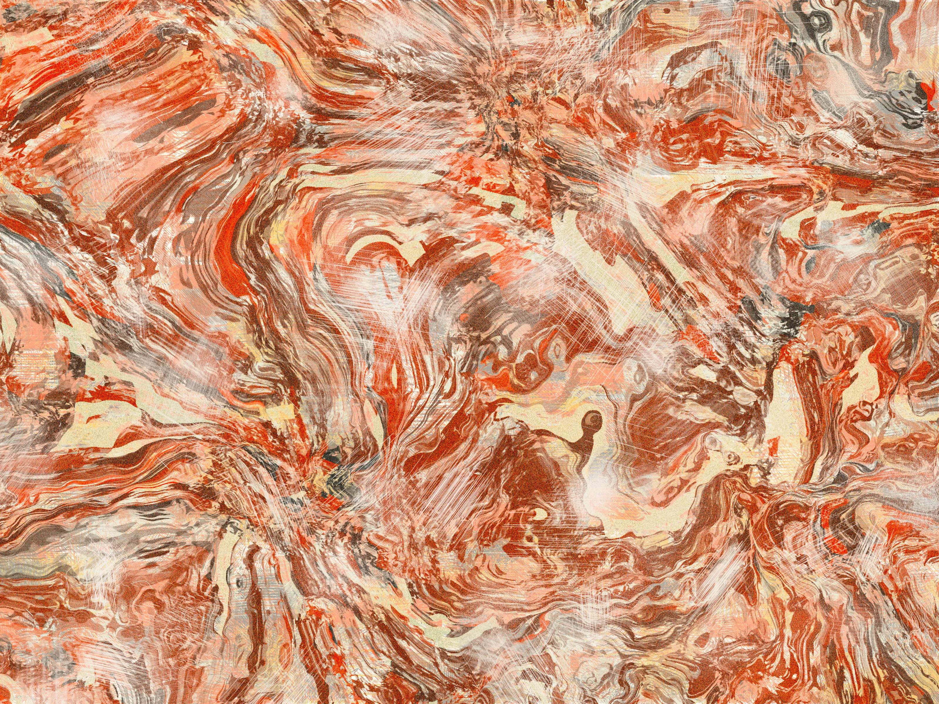 1. I open my eyes, and I realize I fell asleep.
2. You're looking at me, and start laughing.
3. I feel safe, I feel home. My heart is yours.
4. Intimacy.
5. Thanks for teaching me its true meaning.
6. This is for you, More. With love and gratitude, S.

**Intimità**, Stefano Contiero's latest collection, explores the themes of intimacy and discovery. The work emphasizes uncovering the deeper aspects of our relationships and suggesting that genuine, meaningful connection can only be fully experienced when the veil of surface appearances is lifted.

Building a relationship is often considered a process of construction, where two individuals come together to form a bond. However, the process can also be seen as deconstruction, where both partners must tear down the walls they have built around themselves, exposing their vulnerabilities and allowing themselves to be known.

Contiero's works feature open fields of color that melt together to create an effect reminiscent of marbling. Vibrant hues are subtly aged with a patina, enhancing each piece's visual impact and giving it a sense of depth and movement. Through Contiero's striking compositions, he invites us to consider the role physical and emotional obstacles play in shaping our experiences of intimacy. Only through time and deep exploration can these barriers be removed.