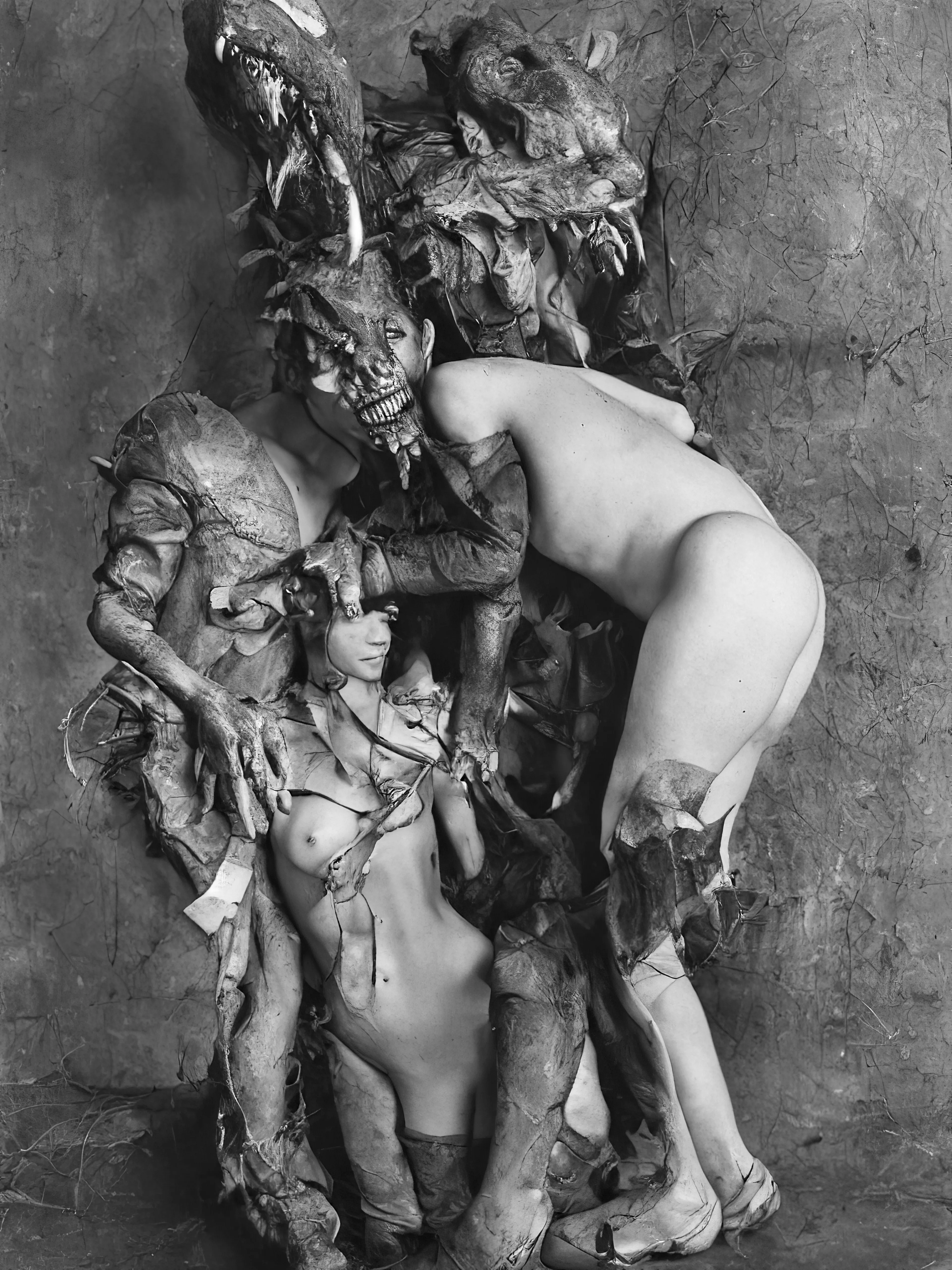In 1963, Nam June Paik (1932 - 2006), a video artist associated with the Fluxus movement, provocatively placed a real cow's head at the entrance of one of her exhibitions. The head jolted visitors out of their perceptual lethargy, transporting them into an altered state of consciousness, and enabling them to engage with the exhibited works with a renewed vision. Inspired by Paik’s gesture, I seek to imbue this project, “Fluxus” with a similar function by subjecting myself, the AI, and the viewer to a cathartic shock.

Once upon a time, I harbored a recurring dream in which I tirelessly searched for a mysterious object—a book, a box, or some enigmatic device—that promised boundless inspiration and artistic creativity. Today, thanks to AI, my dream has manifested into reality, although it possesses the potential to metamorphose into a nightmarish realm. I venture into "The Zone," an infinite expanse that unveils a distinct reality for each visitor. In my case, it materializes as a realm steeped in darkness and disquietude. I contemplate whether the imagery I encounter reflects the depths of my own troubled subconscious or resonates with a collective unconsciousness. Regardless, my affection for what I behold remains unwavering.

Within this project, my aim is to subject the algorithm to a form of shock therapy. Through the utilization of extensive prompts comprising nonsensical words and phrases, I compel the AI to freely navigate uncharted territories, continually surprising me with its responses.