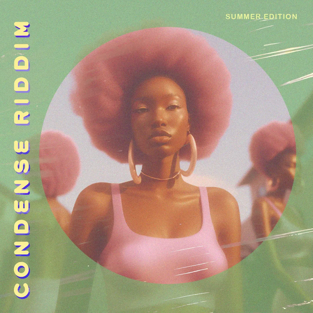 “It’s 2063 and I hear on the radio, “What you know about that Condense Riddim!”

Music starts to play.

“Summer Edition 2023!!!! We outside and we feeling nice.”

I rush to my closet and pull out a bent box of LPs. Brushing off a layer of dust I searched through, finding Jampuff Riddim, Tamarind Riddim…. I pull out a green vinyl with Condense Riddim written on the front.

The music on the radio intensifies and I close my eyes, finding myself in the middle of Broad Street. Pink hair, pink clothes, pink shoes to match, my friends and I walking down the street like it’s ours. Our hair bouncing with the beats, the sun illuminating our skin. That day we got a good deal from the man selling the newly released LPs on the street. “Tamarind juice! Peanut punch! Bottle water! If you get a vinyl you get a juice for free, if you get a juice you get a smile from me.”

“Summer Edition” was created to capture a time in history. It captures the same kind of excitement and memories that a dusty box of LPs in the corner of our aunts’ and uncles’ Caribbean home captures. I wanted to celebrate and showcase the beauty and visual expression that Caribbean street fashion has. By collaborating with AI, I pushed the limitations of AI’s understanding of “Caribbean style” and “Caribbean women” to create a range of women from different ethnicities, found in the Caribbean, and different styles of how they might dress, with an emphasis on color blocking.

Tamarind, Condense, and Jam puff riddim are releases of different dancehall riddims for this “Summer Edition” record.” — Zoe Osborne