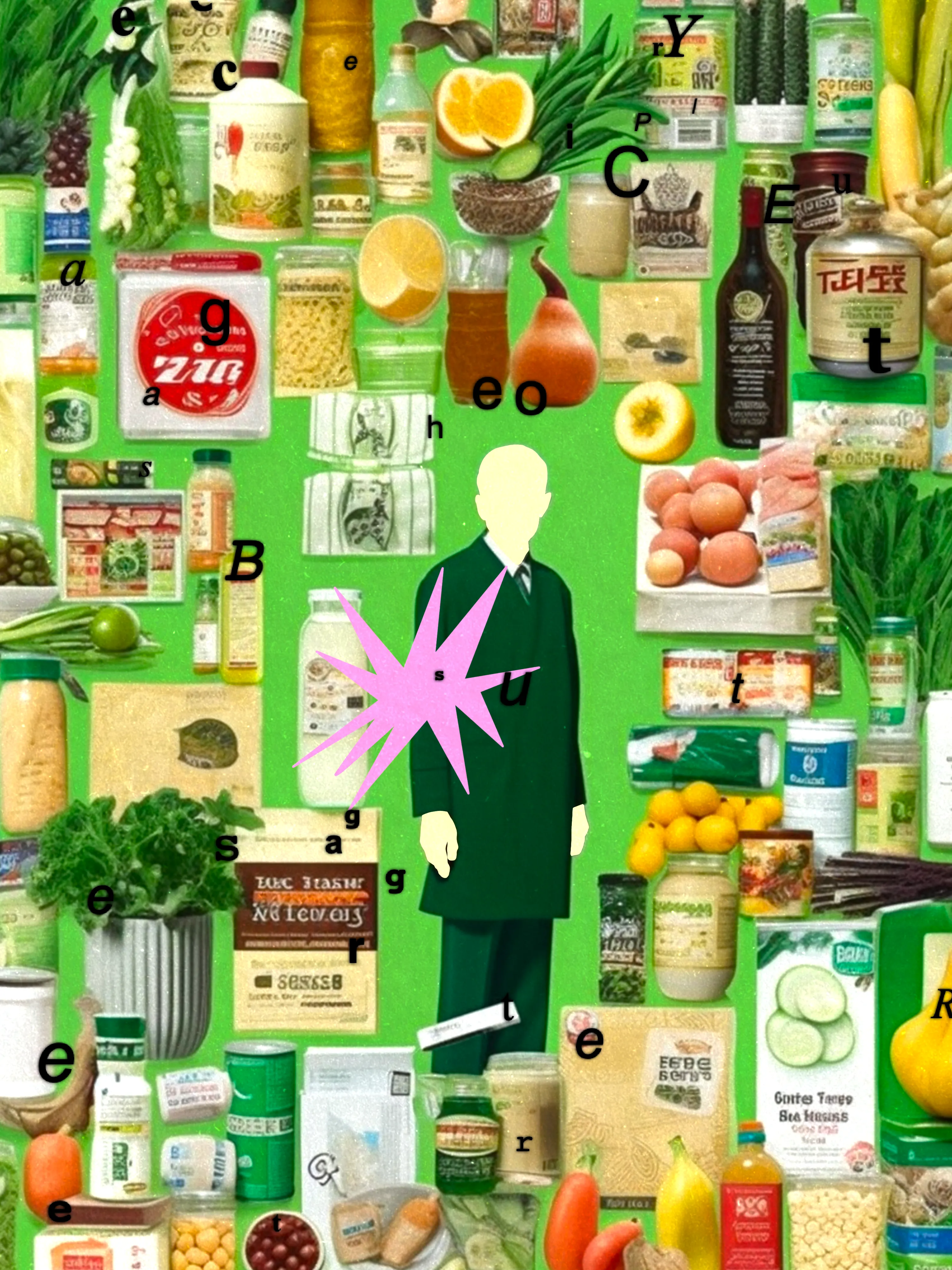 “I remember my childhood home in Quartier Escale. The checkered staircase led to a corridor flanked by walls featuring oil paintings of Scrooge McDuck and other old-school Disney characters (or my grandfather’s best attempts at painting them). The outdoor cinema to the right, which he passionately managed, mostly showed Hindi movies and Westerns. The sweet smell of warm brioche wafted up and into the house through the balcony from the bakery on the ground floor. The bakery was once a grocery store, Chez Jo, where I spent many days as a toddler greeting my grandmother’s customers, while my parents attended school in a different town. 

Movie posters, plastered ads for sweet condensed milk, branded sacs of flour and onions and potatoes, cases of soda and beer in green glass bottles, camembert and brie wrapped in glossy paper, jars of pickled olives and chili and carrots — a symphony of colors now muted by a faltering memory. 

Fine art didn’t find its way to my hometown. We didn’t have museums or galleries. We didn’t have stewards of the finer things in life to tell us what beauty meant and what was worth contemplating. We had our own stuff, heaps of everyday life stuff, full of history and a distinct visual language that I contemplated in awe as a child. 

In the digital memory of the world, as evidenced by AI, my hometown is a blur, my people are distortions, and our perspective on art doesn’t matter. “Chez Jo” is a brute-force attempt at remembrance, coercing Midjourney to conjure up a sense of place and time it does not know well, using references it barely understands. 

‘Chez Jo’ is a series of 61 works created in a procedural way with Midjourney and p5js. Through a traditional collage technique and stubbornness, my grandmother’s grocery store comes to life, imperfect and elusive, much like my memory of it.” — Linda Dounia