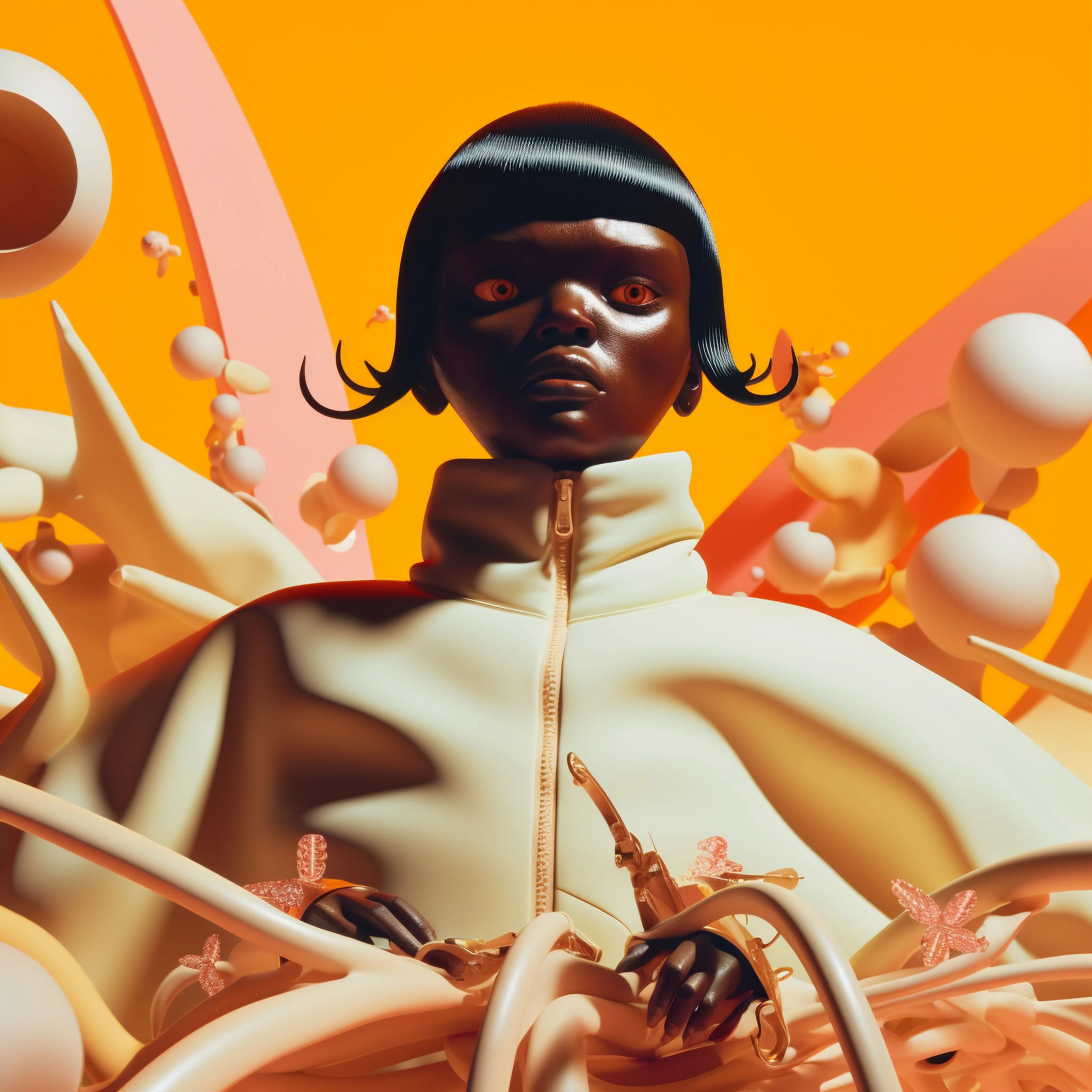 “‘The Idunnos,’ which I generated using Midjourney, shows beings that reside in between the nexus of everything and nothing. They stand as gatekeepers in the liminal space where light meets darkness, where silence meets sound, where the known and the unknown converge. They are the personification of the question mark, the embodiment of the undefined, the representatives of the unanswerable.” — Jah