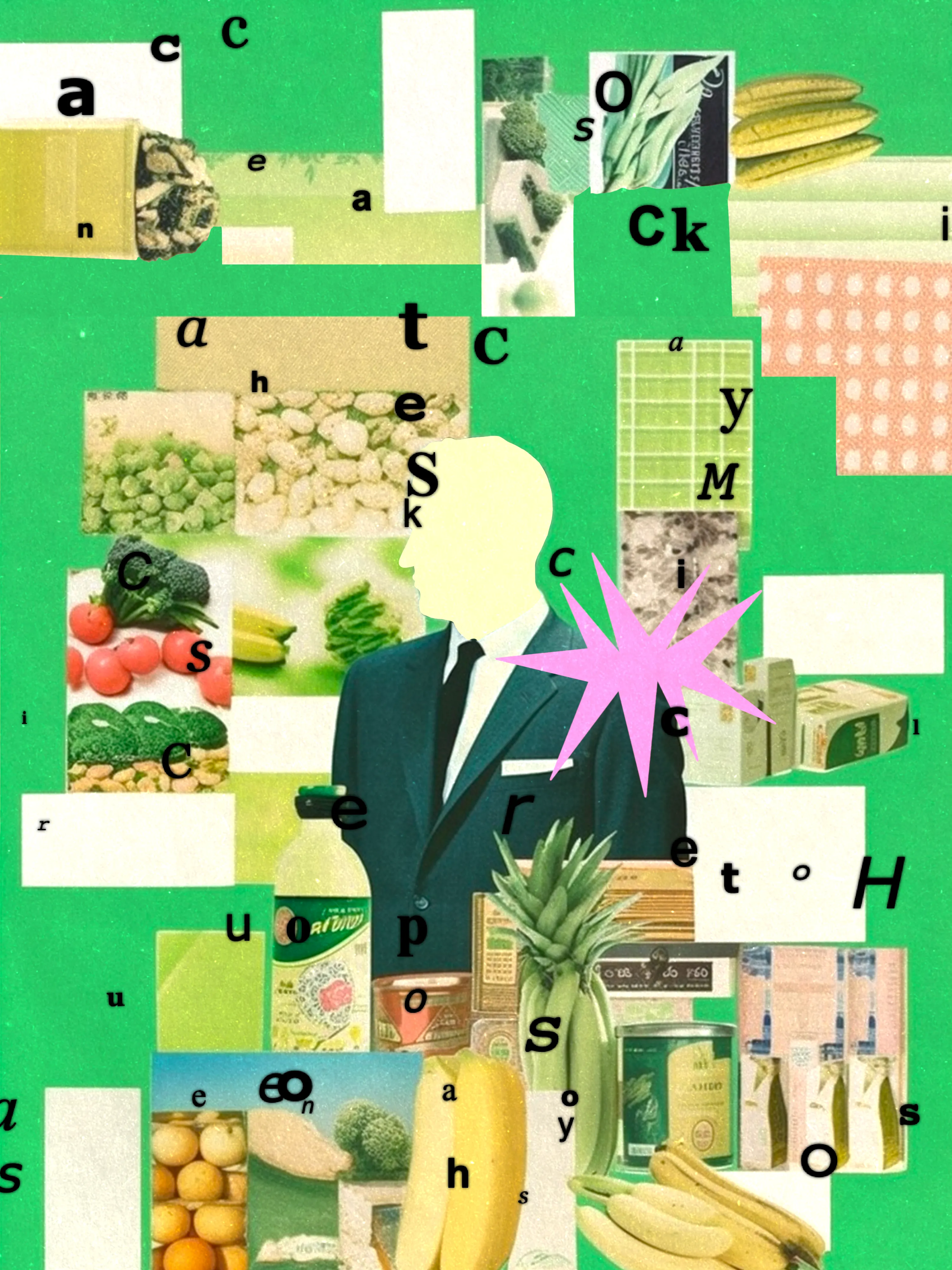 “I remember my childhood home in Quartier Escale. The checkered staircase led to a corridor flanked by walls featuring oil paintings of Scrooge McDuck and other old-school Disney characters (or my grandfather’s best attempts at painting them). The outdoor cinema to the right, which he passionately managed, mostly showed Hindi movies and Westerns. The sweet smell of warm brioche wafted up and into the house through the balcony from the bakery on the ground floor. The bakery was once a grocery store, Chez Jo, where I spent many days as a toddler greeting my grandmother’s customers, while my parents attended school in a different town. 

Movie posters, plastered ads for sweet condensed milk, branded sacs of flour and onions and potatoes, cases of soda and beer in green glass bottles, camembert and brie wrapped in glossy paper, jars of pickled olives and chili and carrots — a symphony of colors now muted by a faltering memory. 

Fine art didn’t find its way to my hometown. We didn’t have museums or galleries. We didn’t have stewards of the finer things in life to tell us what beauty meant and what was worth contemplating. We had our own stuff, heaps of everyday life stuff, full of history and a distinct visual language that I contemplated in awe as a child. 

In the digital memory of the world, as evidenced by AI, my hometown is a blur, my people are distortions, and our perspective on art doesn’t matter. “Chez Jo” is a brute-force attempt at remembrance, coercing Midjourney to conjure up a sense of place and time it does not know well, using references it barely understands. 

‘Chez Jo’ is a series of 61 works created in a procedural way with Midjourney and p5js. Through a traditional collage technique and stubbornness, my grandmother’s grocery store comes to life, imperfect and elusive, much like my memory of it.” — Linda Dounia