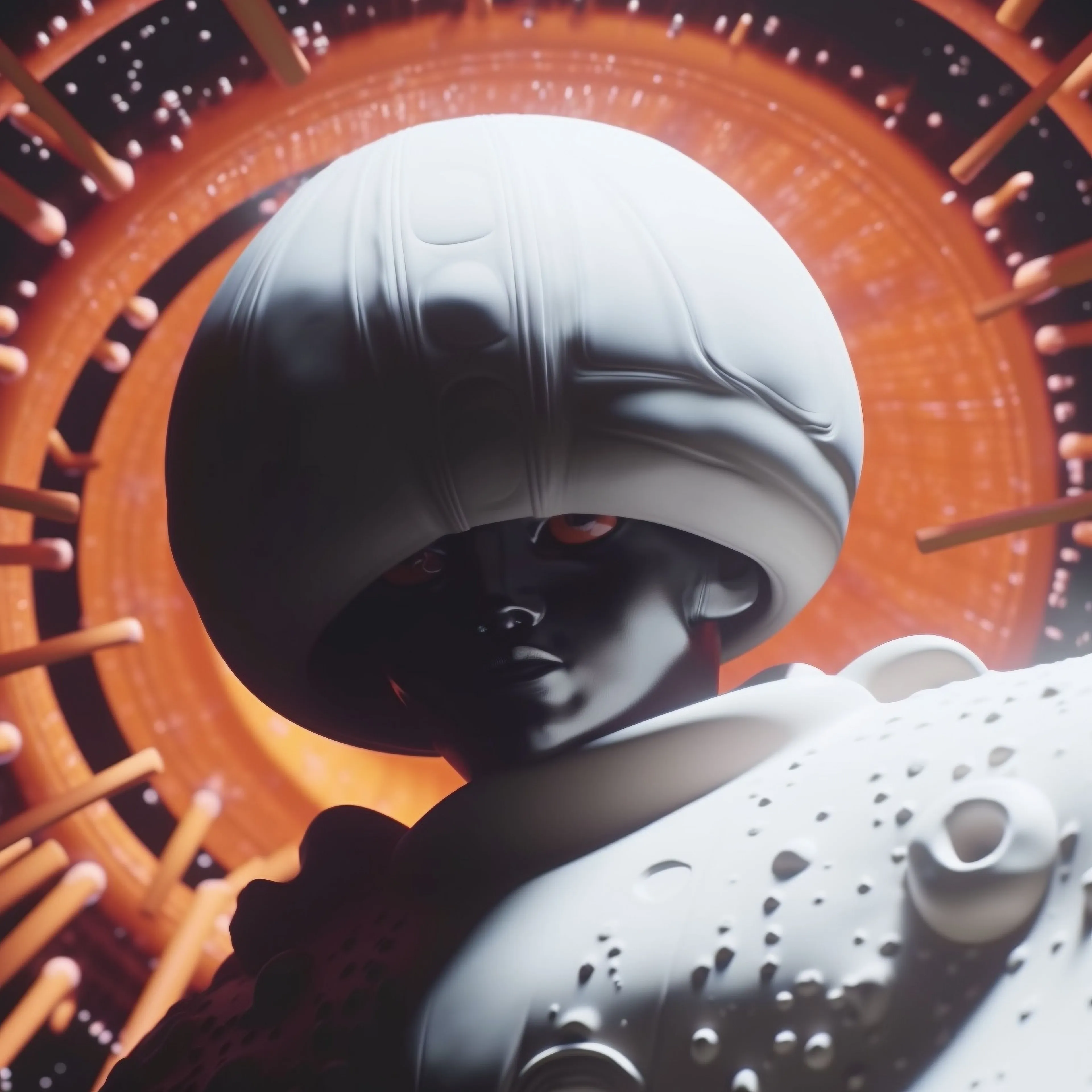 “‘The Idunnos,’ which I generated using Midjourney, shows beings that reside in between the nexus of everything and nothing. They stand as gatekeepers in the liminal space where light meets darkness, where silence meets sound, where the known and the unknown converge. They are the personification of the question mark, the embodiment of the undefined, the representatives of the unanswerable.” — Jah