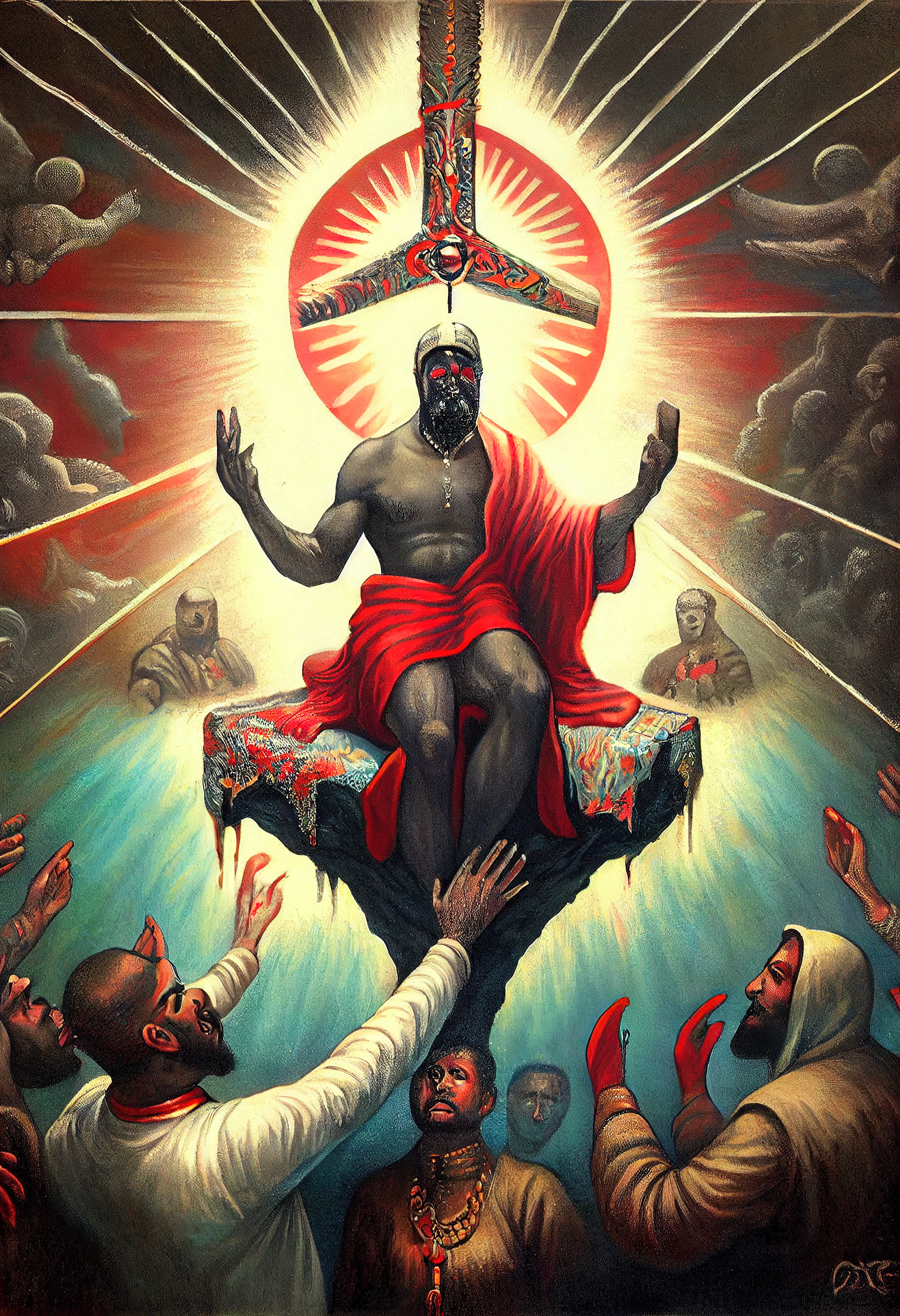 "Well, fuck it, what's more important is he's cryin' out for help
While the world's eggin' him on, I'm beggin' him to stop
And playin' his old shit, knowin' he won't top it, false prophets"

1/1 A.I. collaborative NFT created by HeavensLastAngel

Owner reserves full rights to the artwork, as well as the original high-resolution 3328 x 4864 file.

Contact heavenslastangel@protonmail.com with any questions